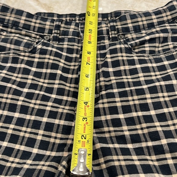 American Eagle High‎ Rise Mom Jeans Blue Tan Plaid Stretch Size 6 - Picture 14 of 15